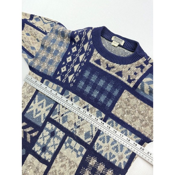 ARIELLE Vintage 80s Geo Pattern‎ Sweater Womens Blue USA MADE Acrylic Size M - Picture 5 of 6